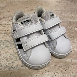 Adidas Toddler’s White and Black Velcro Sneakers